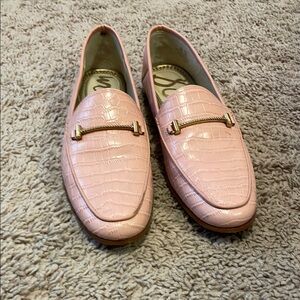 Sam Edelman Pink Flats with Croc-Embossed Design